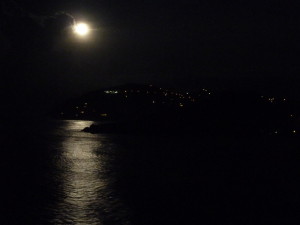Full moon over Cooten Bay viewed from the pool deck of AnaCapri Estate