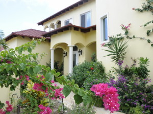 Garden lined entrance to AnaCapri Estate on Tortola in the BVI